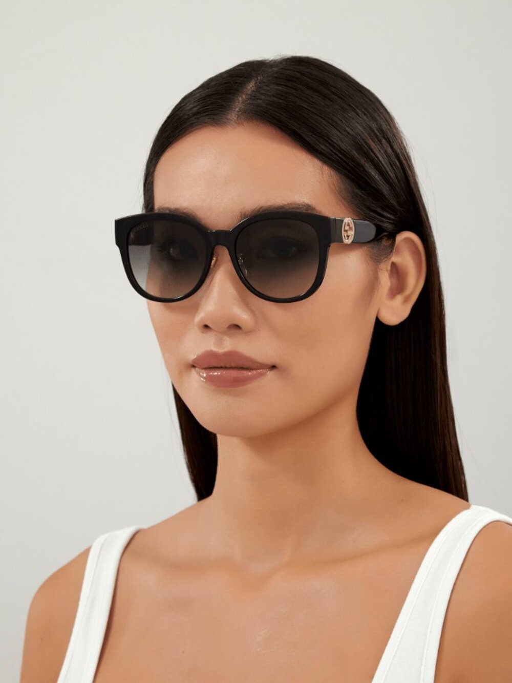 Gucci GG1028SK 006 Cat Eye Sunglasses - Black / Grey - Picture 2 of 14